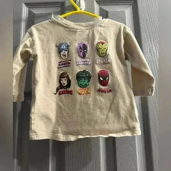 Baby Marvel long sleeve comic book graphic T shirt in tan size 6-12 months NWOT - Picture 5 of 6